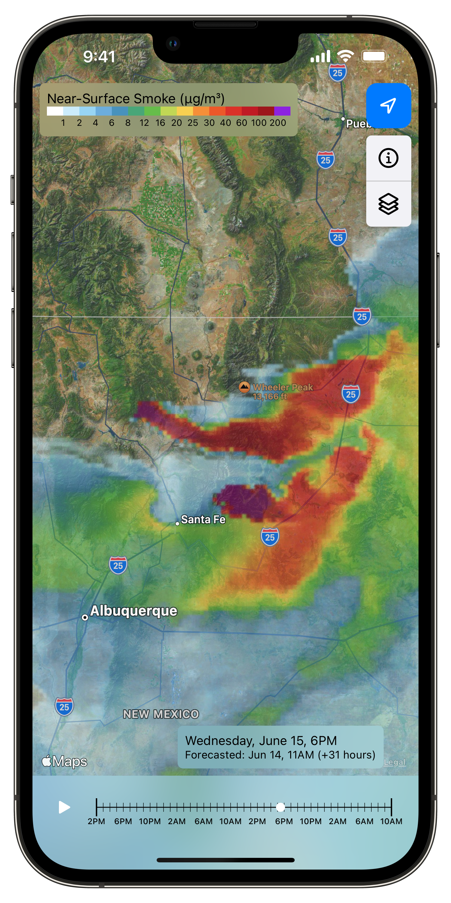 Air Quality smoke forecast map